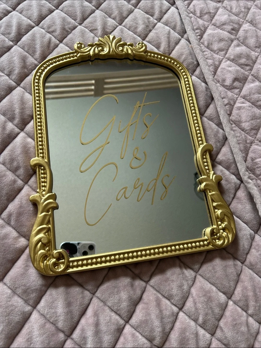 Gold Ornate 'Gifts & Cards' Wall Mirror by